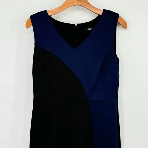 Ellen Tracy Sleeveless Color Block Sheath Dress Size 8 Navy Black scuba knit - Picture 6 of 14